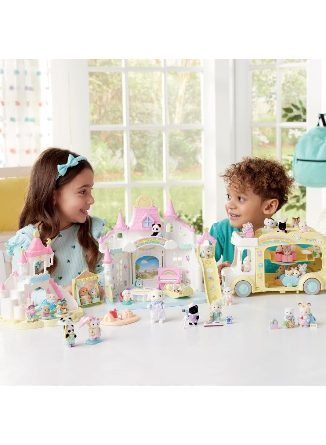 Sylvanian Families Kindergarten Friends Sleepover Party Trio – Mini Dolls Set with Accessories, Pretend Play Toys for Kids, Imaginative Roleplay, Dollhouse Fun - Image 4